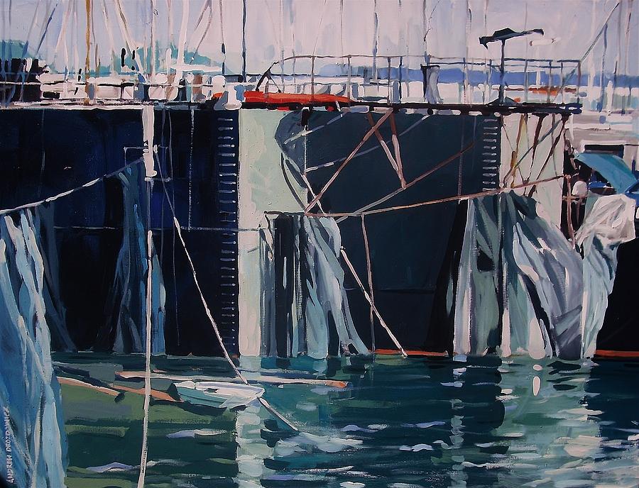 Sausalito Docks Painting by Andrew Drozdowicz