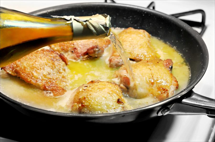 Sauteed Chicken Thighs in  White Wine and Garlic Photograph by Diana Angstadt