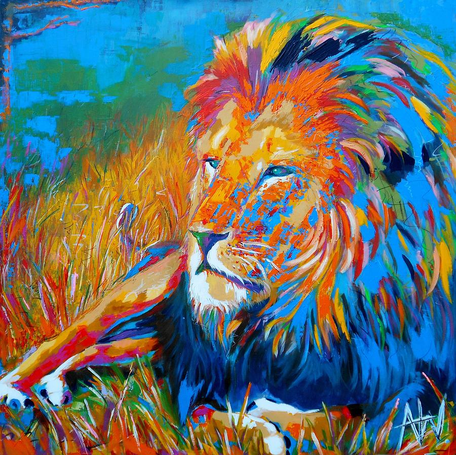 Savanna King Painting by Angie Wright