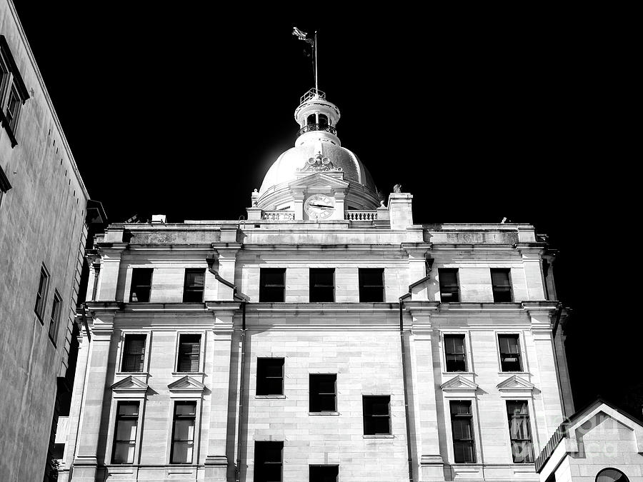 Savannah City Hall Monochrome Photograph by John Rizzuto