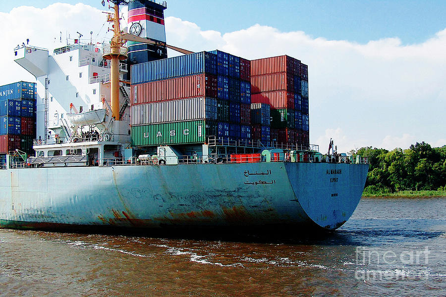 Savannah Georgia harbour Container Ship Middle East  Photograph by Ginette Callaway