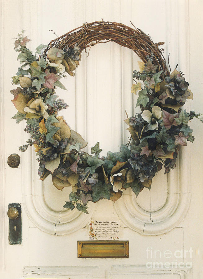 Savannah Georgia Vintage Old Door With Wreath Photograph by Kathy Fornal