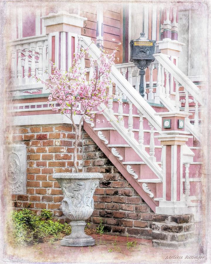 Savannah Pink White Victorian Architecture Photograph by Melissa Bittinger