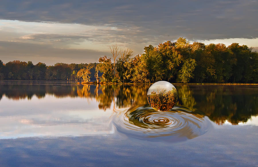 Savannah River Reflection Sphere Photograph by Michael Whitaker