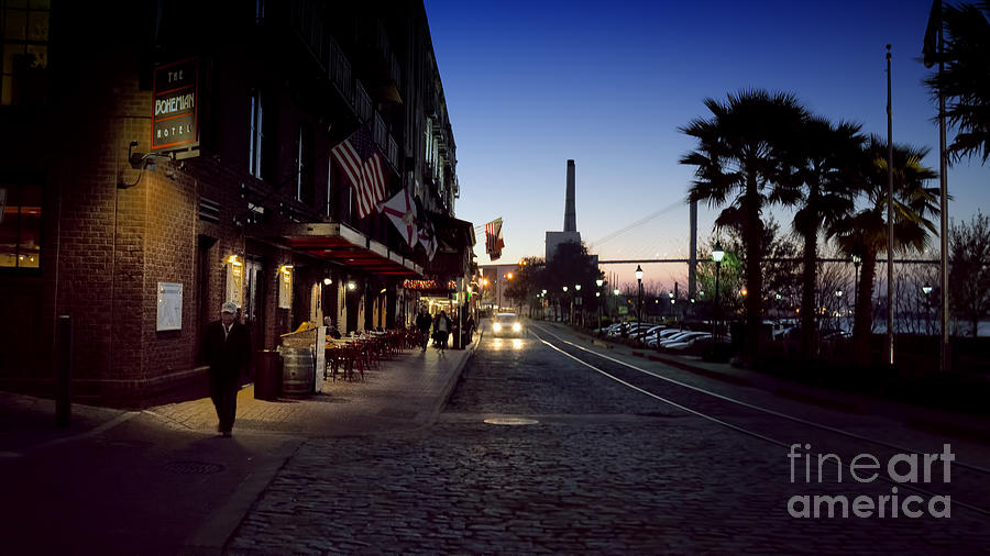 Savannah River Street At Twilight Photograph by Felix Lai