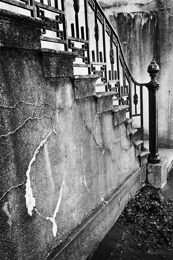 Savannah Stairway black and white Photograph by Renee Sullivan