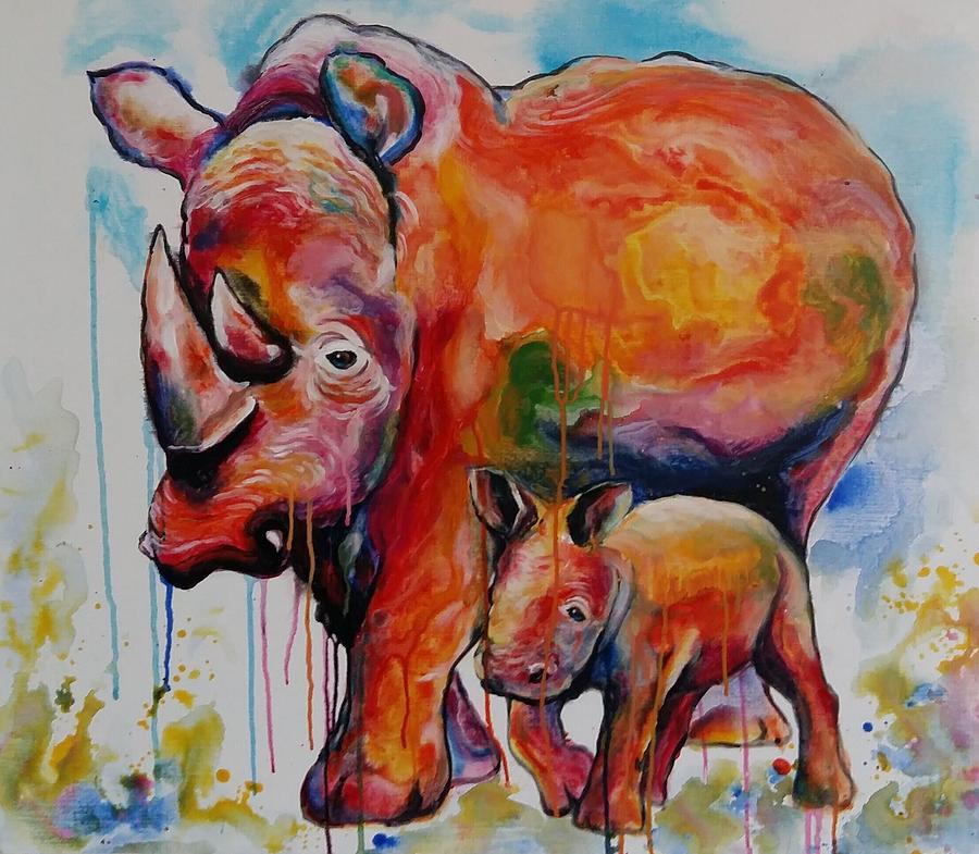 Save The Rhinos Painting By Artwork Only - Fine Art America