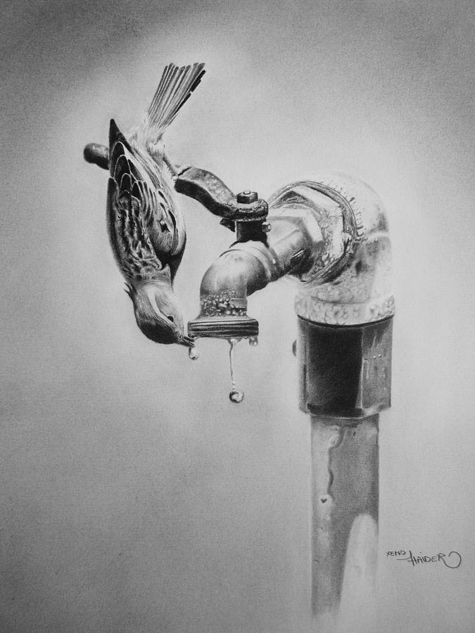 Pencil art-save water