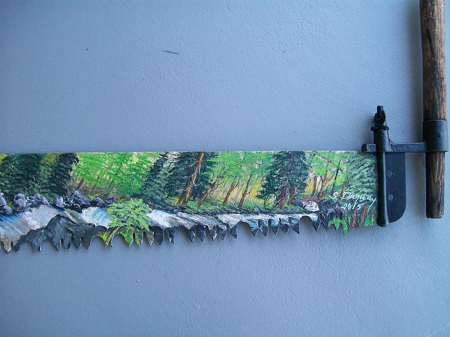 Tool Painting - Saw Blade 4 Tetraptych by Sharon Duguay