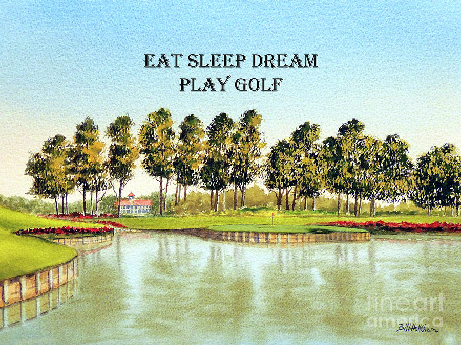Sawgrass 17th hole Eat Sleep Dream Play Golf Painting by Bill Holkham