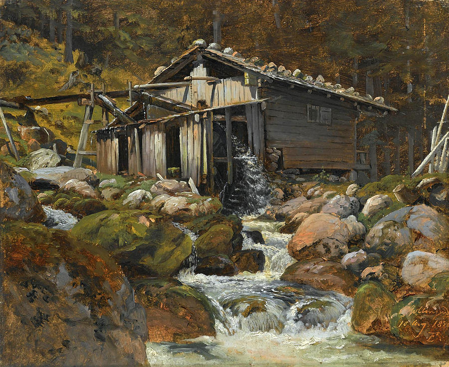 Sawmill. Gollingen Painting by Thomas Fearnley