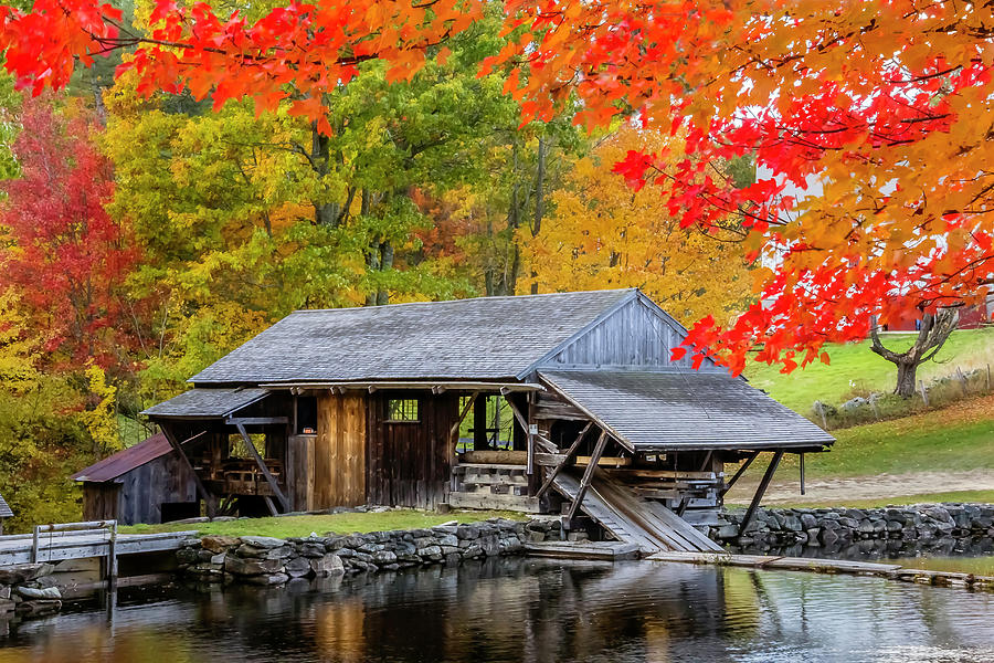 Fall Photograph - Sawmill Reflection, Autumn in New Hampshire by Betty Denise