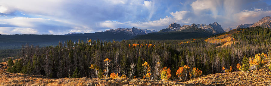 Sawtooth autumn panorama in Stanley Idaho USA Photograph by Vishwanath Bhat