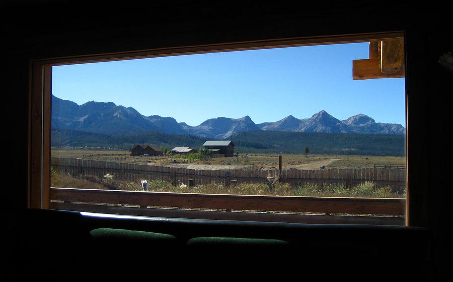 Sawtooth Mountains from cafe window Photograph by Sherry Oliver