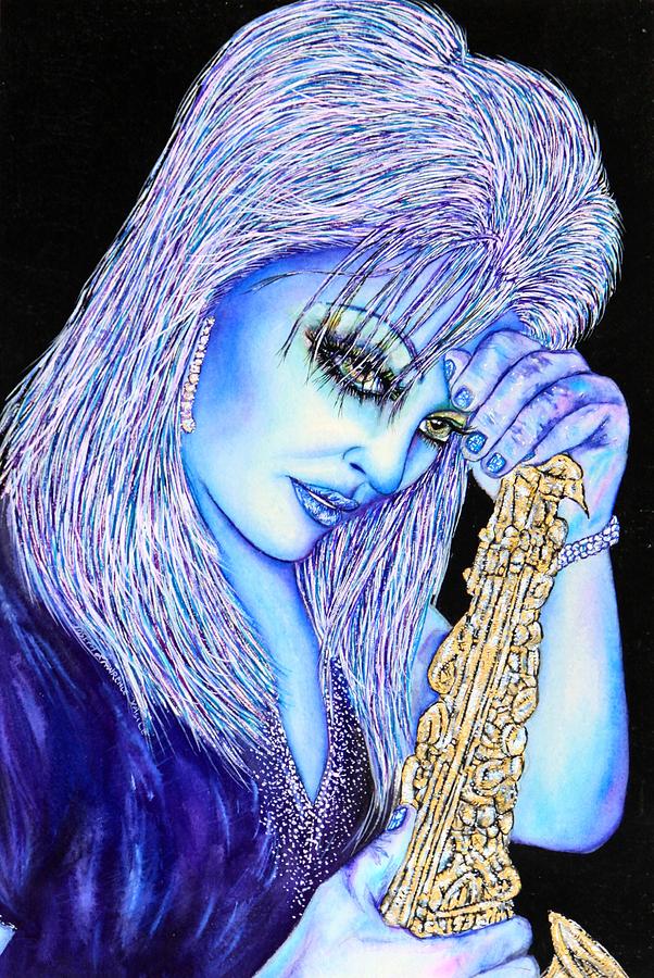 Sax Blue Mixed Media by Joseph Lawrence Vasile Sax Blue Mixed Media by Joseph Lawrence Vasile