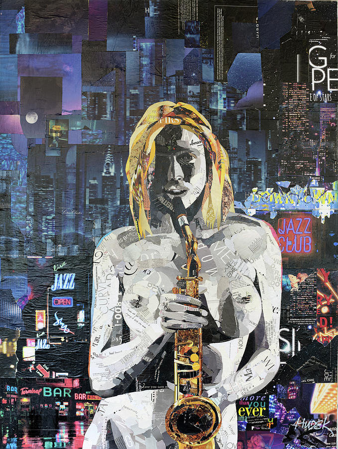 Sax in the City Mixed Media by James Hudek