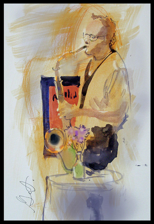 Sax Man Painting by Gertrude Palmer
