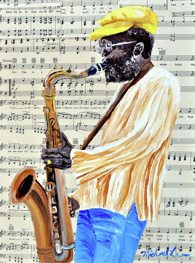 Sax Man With A Yellow Hat Painting