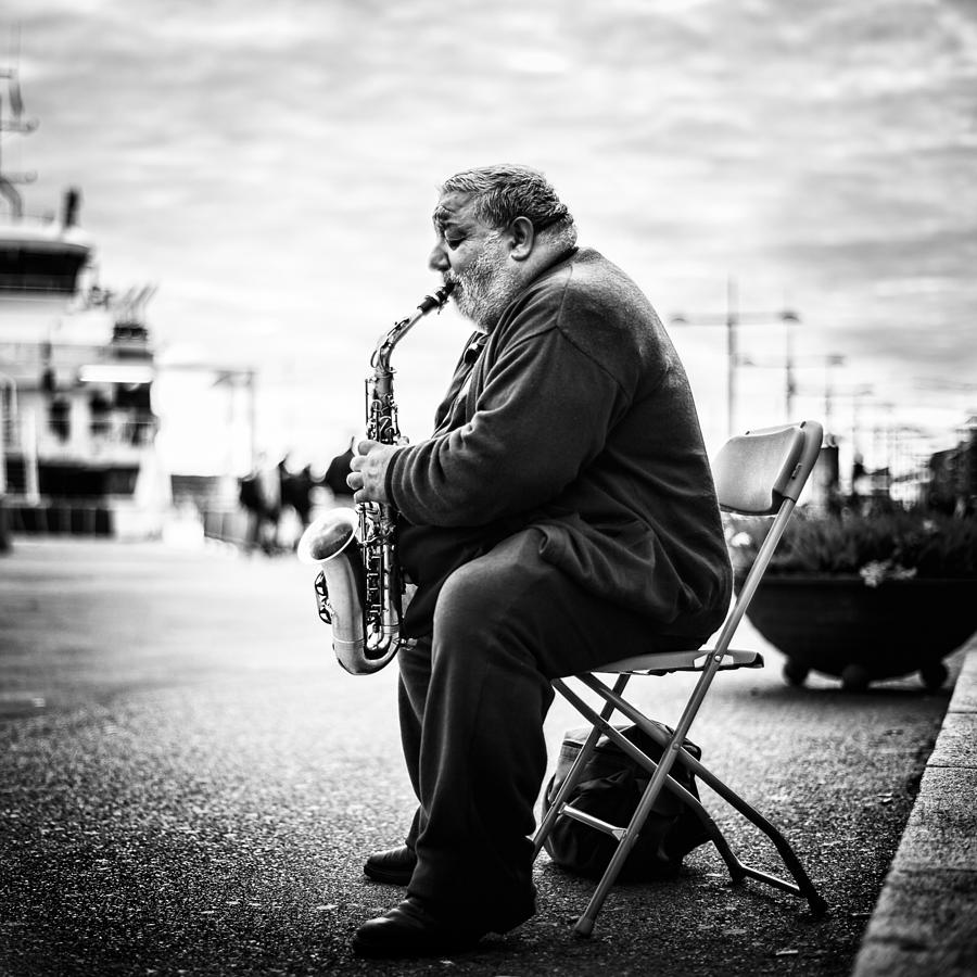 Black And White Photograph - Sax by Marius Noreger