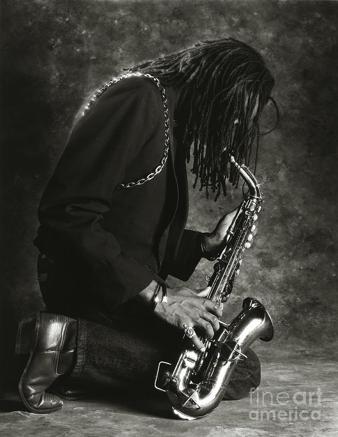 Music Photograph - Sax Player 1 by Tony Cordoza