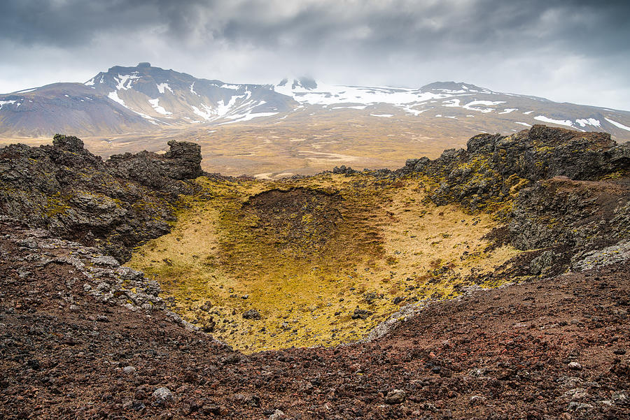 Saxholl crater Iceland warm earth tones Photograph by Matthias Hauser