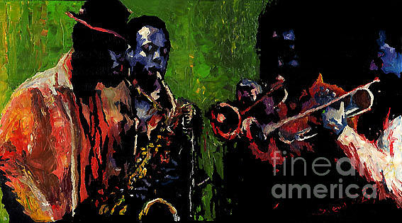 Jazz Painting - Saxophon players. by Yuriy Shevchuk