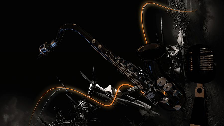 Saxophone Jazz Digital Art by Louis Ferreira