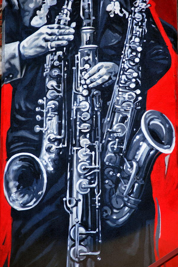 Saxophone Photograph - Saxophone mural. by Oscar Williams