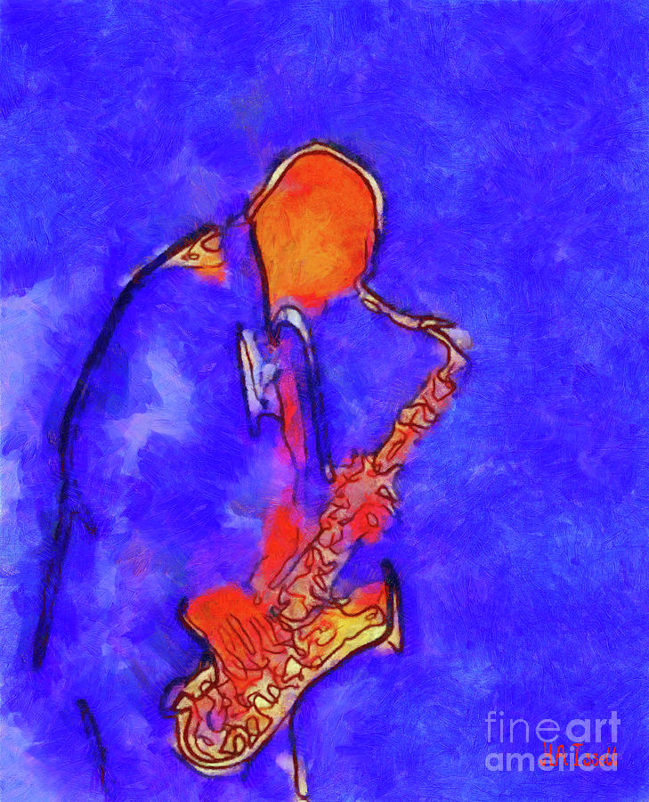 Saxophone Player in Blue Digital Art by Humphrey Isselt