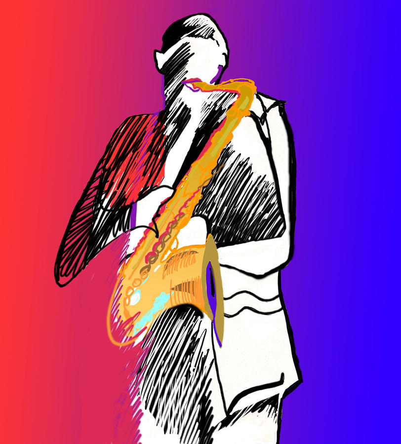 Saxophone Player Digital Art by Suzanne Giuriati Cerny