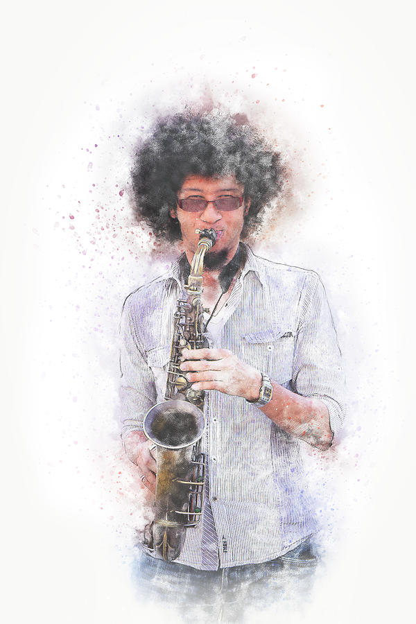 Music Photograph - Saxophonist by John Fotheringham