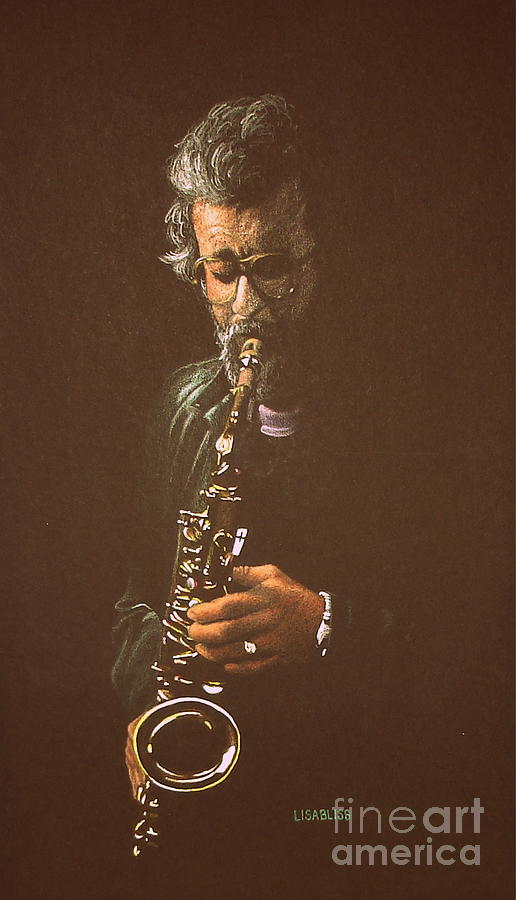 Saxophonist  SOLD prints available Painting by Lisa Bliss Rush