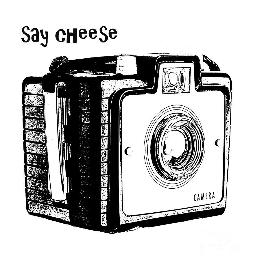 Cheese Photograph - Say Cheese Old Camera T-shirt by Edward Fielding
