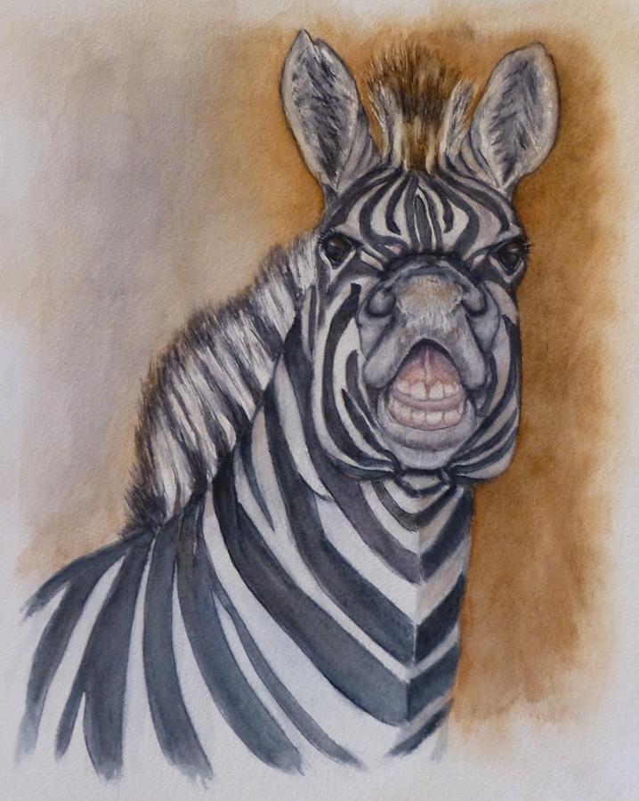 Say Cheese Zebra Painting by Kelly Mills