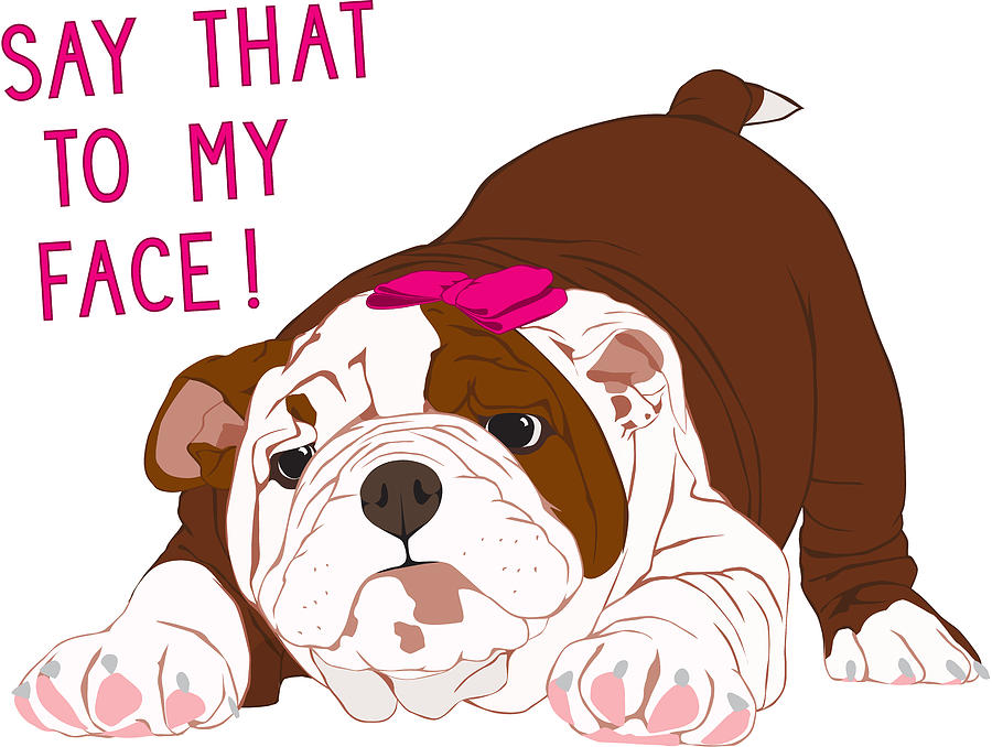 Dog Digital Art - Say That to my Face in Pink Bow by Ronni Rae