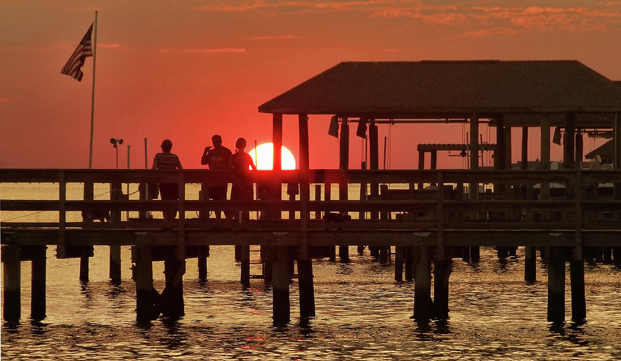 Newport News Photograph - Saying Goodbye to the Sun at the Hilton Pier  by Ola Allen