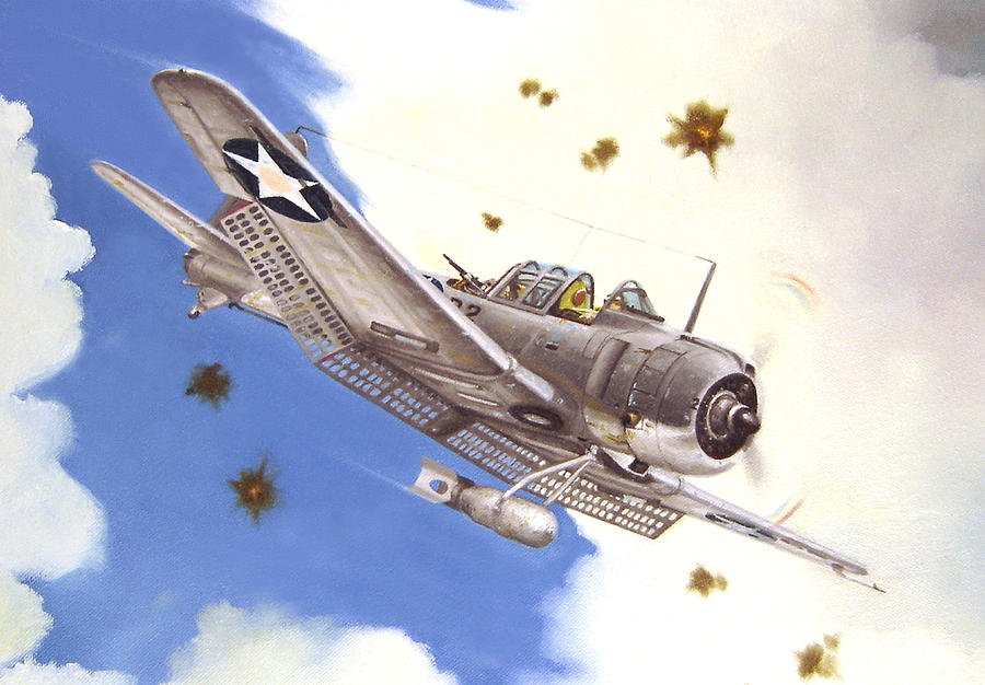 Sbd Painting - SBD-3 Dauntless by Marc Stewart Sbd Painting - SBD-3 Dauntless by Marc Stewart