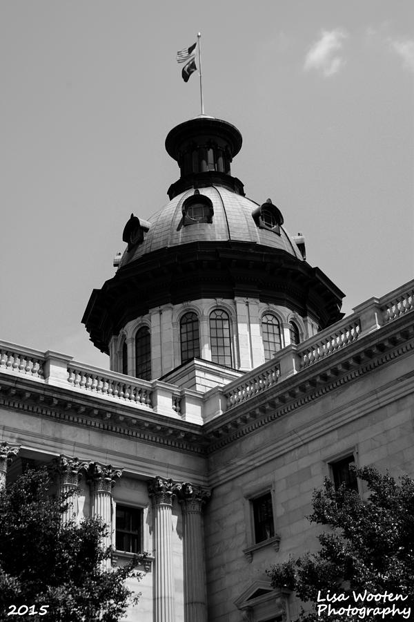 SC State House Dome Black and White Photograph by Lisa Wooten