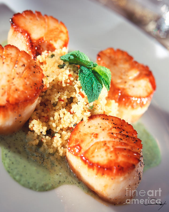 Scallops Photograph - Scallops with Rice by Vance Fox