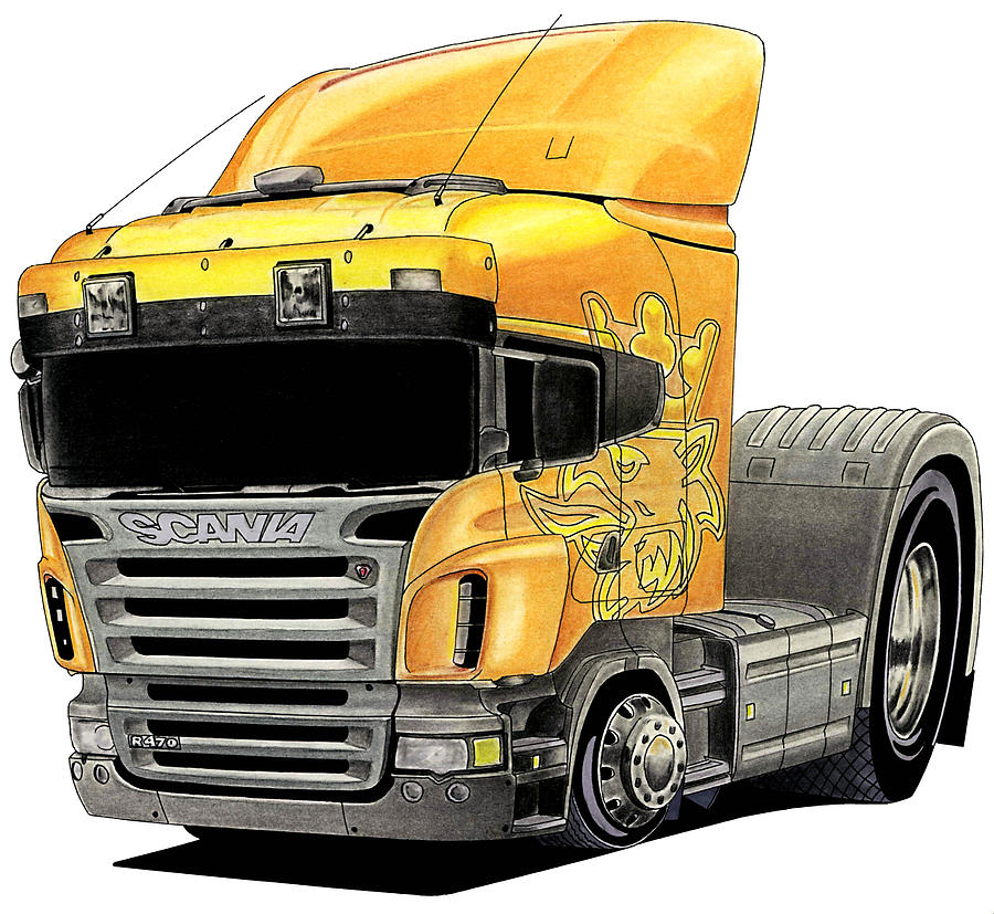 Scania Toon Drawing by Lyle Brown