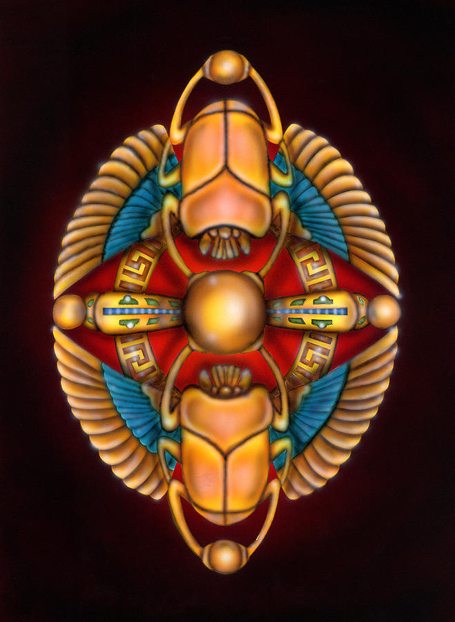 Scarab Beetle Design Painting by Wayne Pruse
