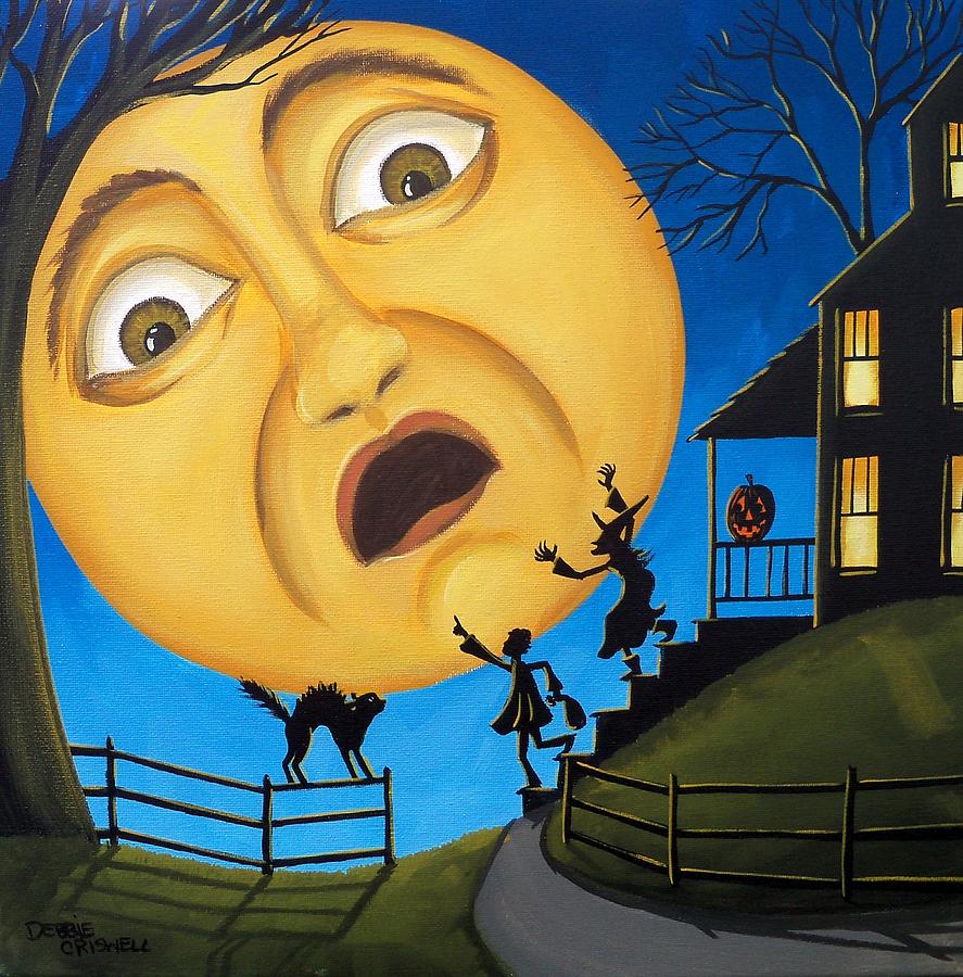 Scare The Moon  Halloween Painting by Debbie Criswell