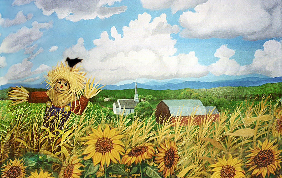 Scarecrow Farm Painting by Bonnie Siracusa