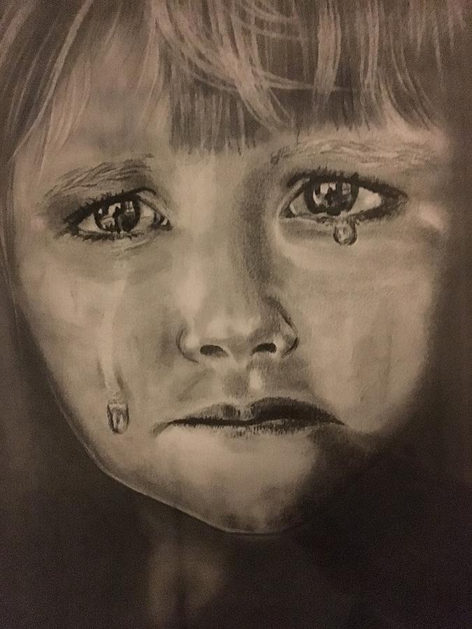 drawing of a scared girl