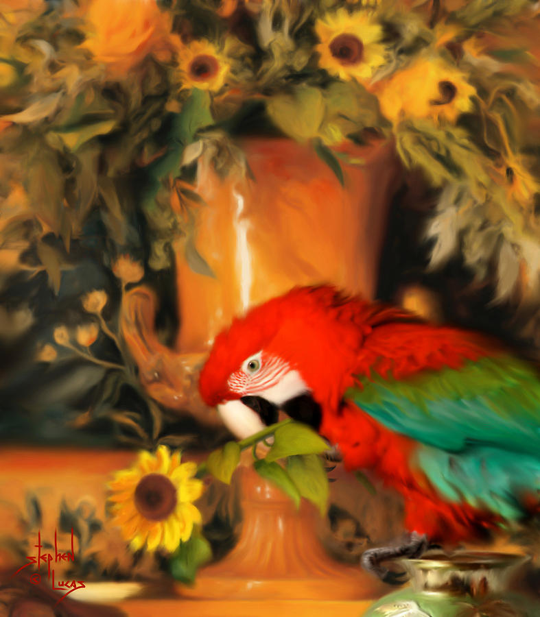 Bird Digital Art - Scarlet Badboy by Stephen Lucas