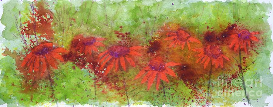 Scarlet Coneflowers  Painting by Barrie Stark