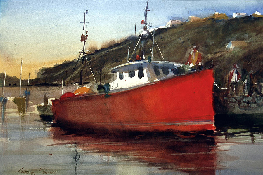 Scarlet Fisherman Painting by Charles Rowland