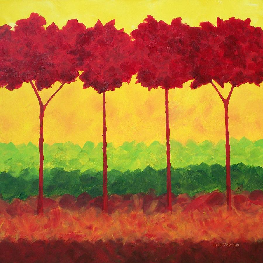 Scarlet Grove II Painting by Herb Dickinson
