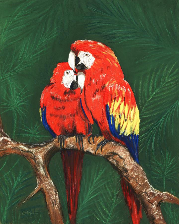 Scarlet Macaws Painting by Anastasiya Malakhova