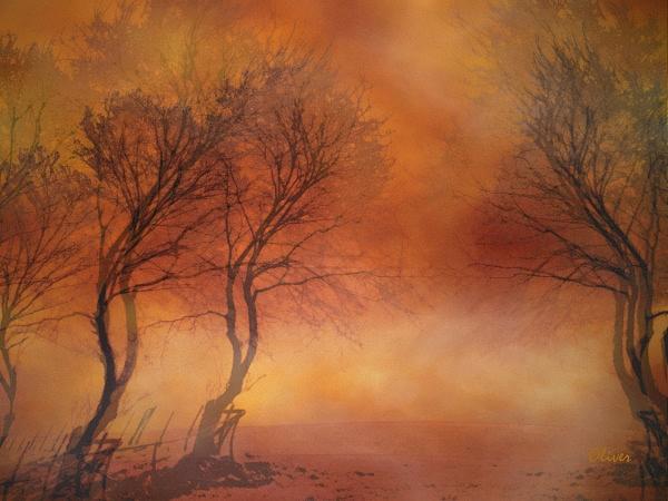 Impressionism Mixed Media - Scarlet Mist by Charles Oliver Impressionism Mixed Media - Scarlet Mist by Charles Oliver